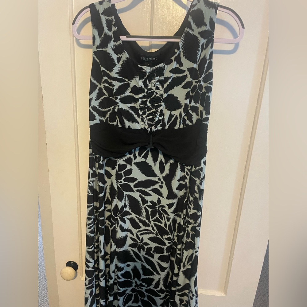 Light blue and black floral dress